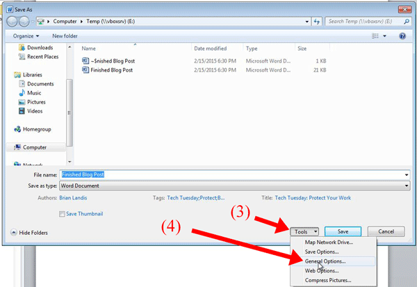 Fig. 5: Selecting save options